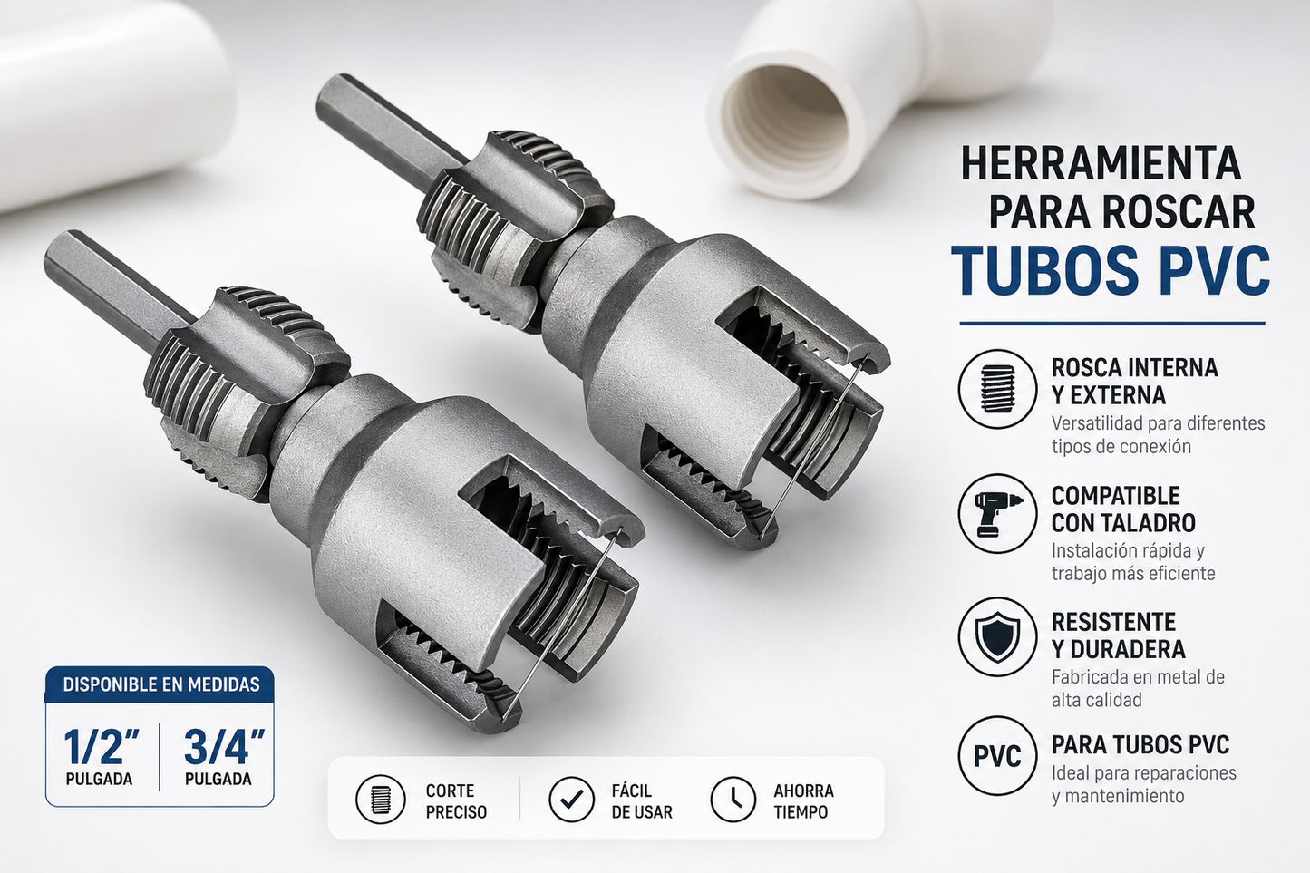 Herramienta para Roscar Tubos PVC con Taladro