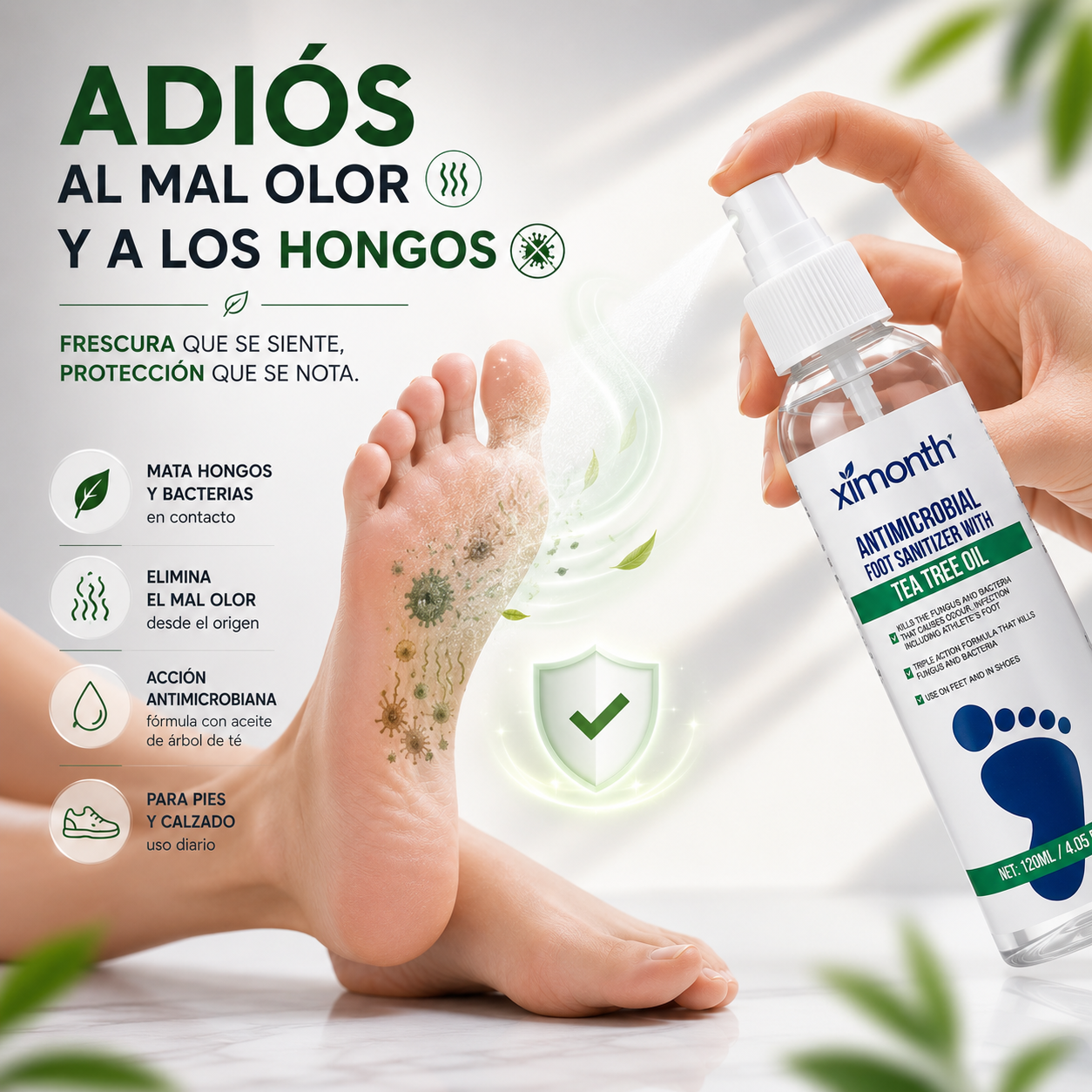 Spray Antimicrobiano para Pies con Aceite de Árbol de Té 120 ml