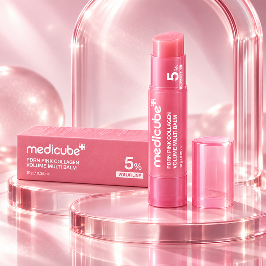 Medicube PDRN Pink Collagen Volume Multi Balm de 10 gramos con su caja