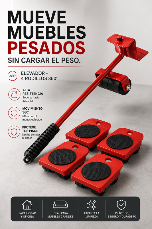 LiftMove Pro 360° — Kit Elevador de Muebles Pesados