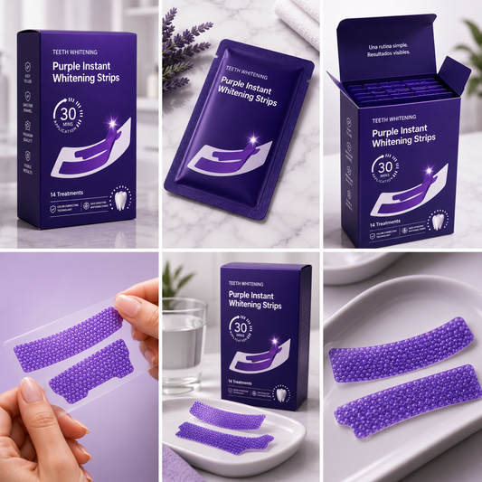 Purple Instant Whitening Strips™ Tratamiento Premium de Blanqueamiento Dental • 14 Días