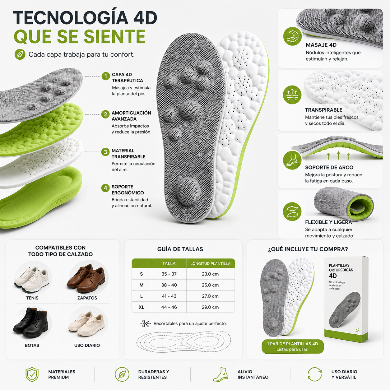 Plantillas Ortopédicas 4D de Alta Comodidad