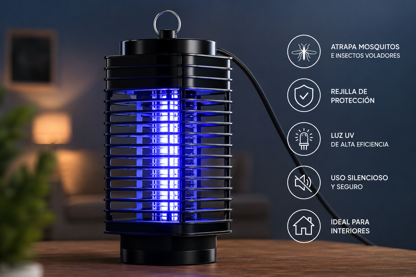 Lámpara Mata Mosquitos UV para Interiores