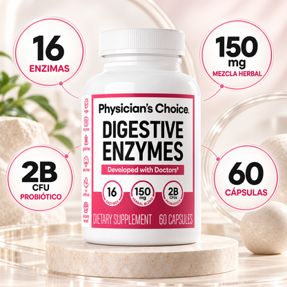 Digestive Enzymes: 16 enzimas, 150 mg, 2B CFU y 60 cápsulas