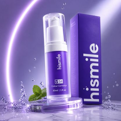 Hismile V34 Colour Corrector Serum 30 ml | Sonrisa Visualmente Más Luminosa + Cepillo dental