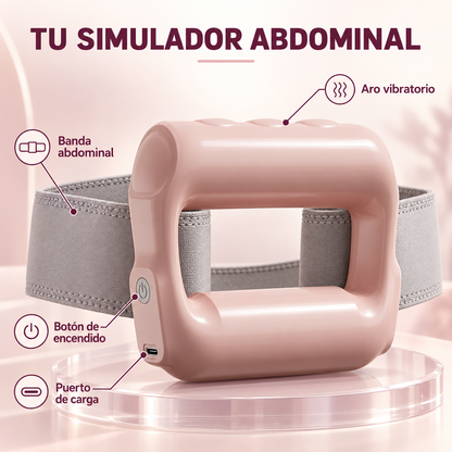 Partes y controles del simulador abdominal vibratorio