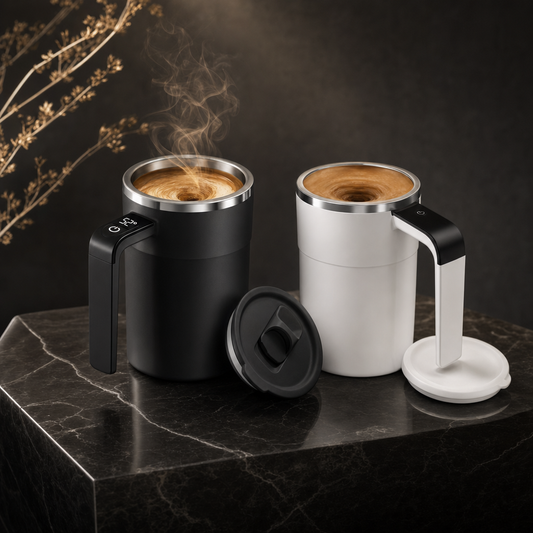 OrbitCup - taza mezcladora eléctrica en negro y blanco