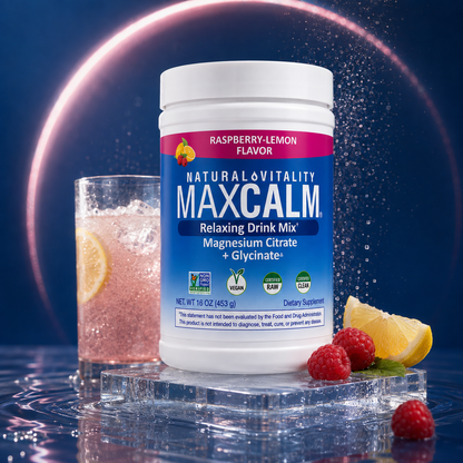 Natural Vitality MAXCALM sabor frambuesa limón de 453 gramos