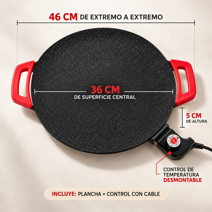 Medidas y contenido de la Plancha Eléctrica Familiar 46 cm